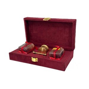 پک کادویی زعفران با جعبه مخمل و ابزار آسیاب دستی