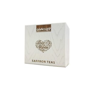 باکس چوبی دمنوش نوین زعفران با طراحی کلاسیک و بسته‌بندی شیک به همراه 16 عدد دمنوش گیاهی